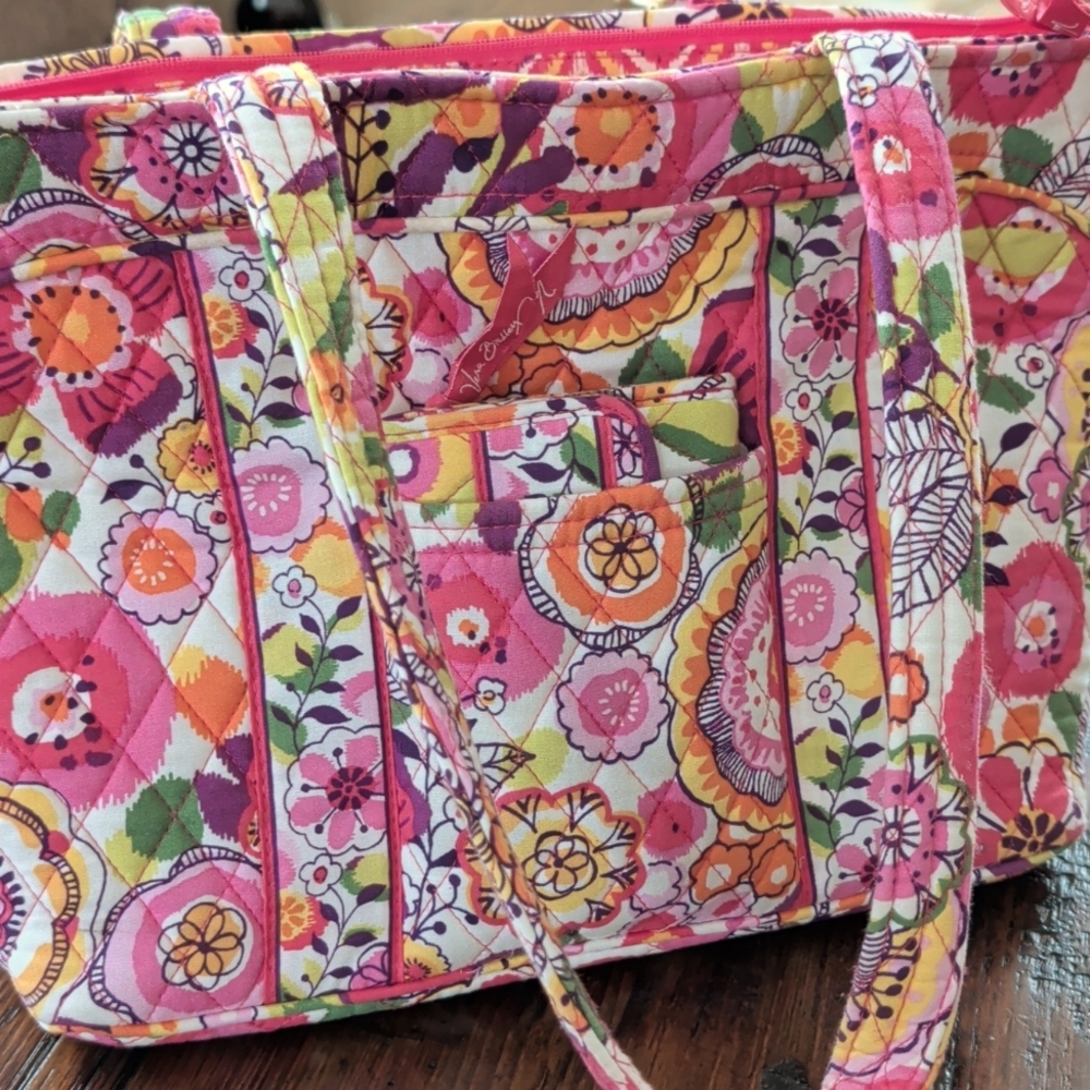 Vera Bradley Clemetine Floral Pink Tote Bag with Matching Wallet - Picture 11 of 16